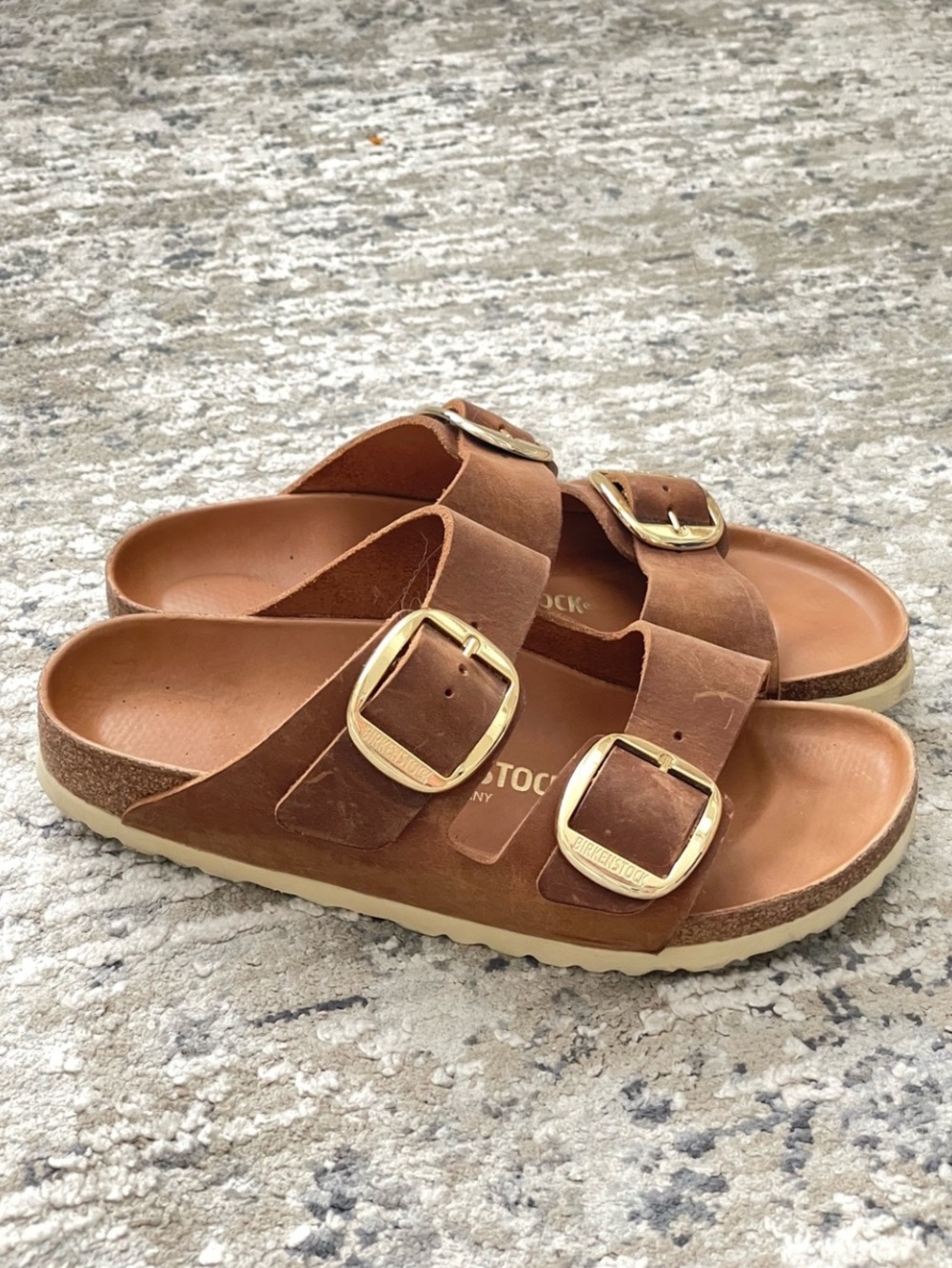 Birkenstock Arizona Big Buckle Cognac Brown Leather Sandals